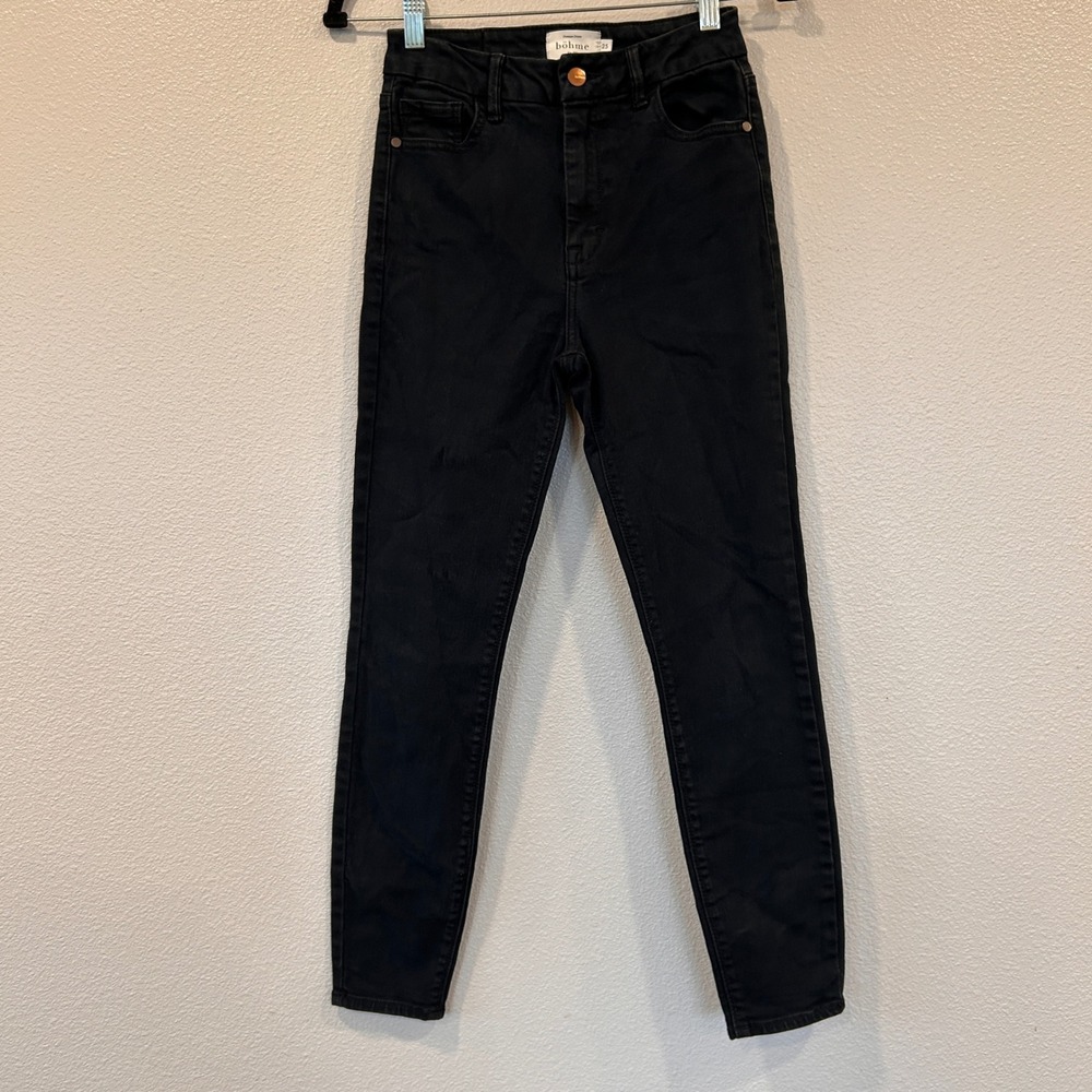 Bohme Women's High Rise Skinny‎ Jeans Black Premium Denim  Size 25
